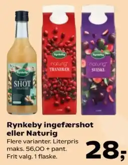Kvickly Rynkeby ingefærshot eller Naturig tilbud
