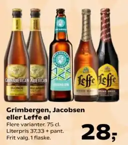 Kvickly Grimbergen Jacobsen eller Leffe øl tilbud