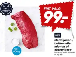 Bilka Ludvig Medaljoner-, bøffer- eller mignon af oksetyksteg tilbud
