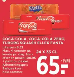 MENY Coca-Cola / Coca-Cola Zero / Tuborg Squash / Fanta (24 x 33 cl) tilbud