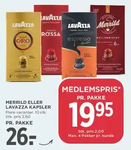 MENY Merrild eller Lavazza kapsler tilbud