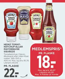 MENY Heinz tomat-ketchup eller mayonnaise squeeze tilbud