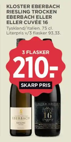 MENY Kloster Eberbach Riesling Trocken eller Cuvée 16 tilbud