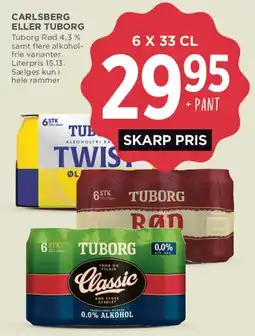 MENY Carlsberg eller Tuborg 6 x 33 cl tilbud