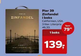 Kvickly Pier 39 Zinfandel i boks tilbud