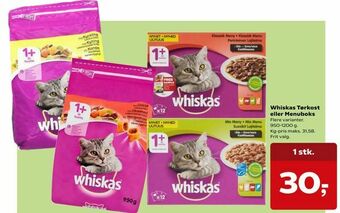 Kvickly Whiskas Tørkost eller Menuboks tilbud