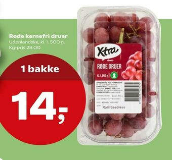 Kvickly Røde kernefri druer tilbud