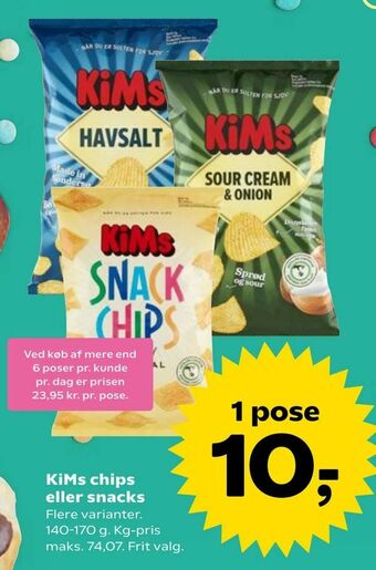 Kvickly KiMs chips eller snacks tilbud