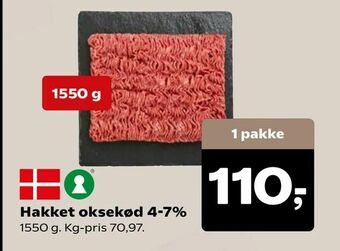 Kvickly Hakket oksekød 4-7% tilbud