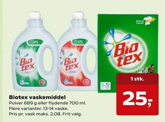 Kvickly Biotex vaskemiddel tilbud