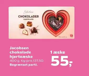 Kvickly Jacobsen chokolade hjerteæske tilbud