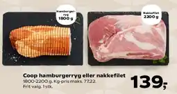 Kvickly Coop hamburgerryg eller nakkefilet tilbud