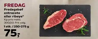 Kvickly Fredagsbøf (entrecote eller ribeye) tilbud