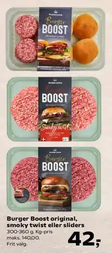Kvickly Burger Boost (original, smoky twist eller sliders) tilbud