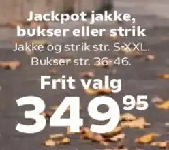 Kvickly Jackpot jakke, bukser eller strik tilbud