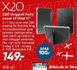 Bilka X20 Origami Folio cover tilbud