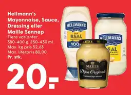 SPAR Hellmann's / Maille - mayonnaise, sauce, dressing eller sennep tilbud