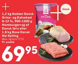 SPAR Kødpakke - hakket dansk gris-/kalvekød eller Rose dansk hel kylling tilbud