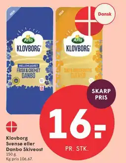 SPAR Klovborg Svensø eller Danbo Skiveost tilbud