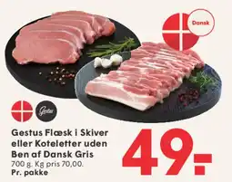 SPAR Gestus Flæsk i Skiver eller Koteletter uden Ben af Dansk Gris tilbud