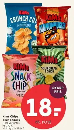 SPAR KiMs Chips eller Snacks tilbud