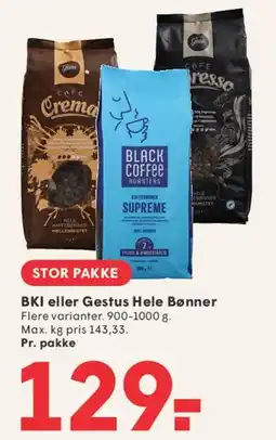SPAR BKI eller Gestus Hele Bønner tilbud