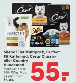 SPAR Sheba Filet / Perfect Fit / Cesar hund- og kattemad tilbud