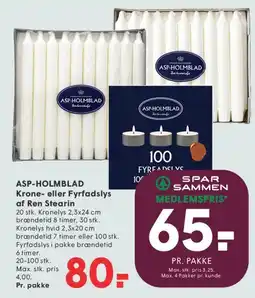SPAR ASP-HOLMBLAD Krone- eller Fyrfadslys tilbud