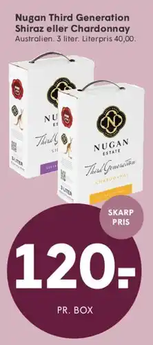 SPAR Nugan Third Generation Shiraz eller Chardonnay tilbud