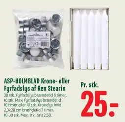 Min Købmand ASP-HOLMBLAD Krone- eller Fyrfadslys af Ren Stearin tilbud