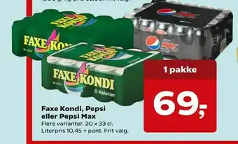 SuperBrugsen Faxe Kondi, Pepsi eller Pepsi Max tilbud