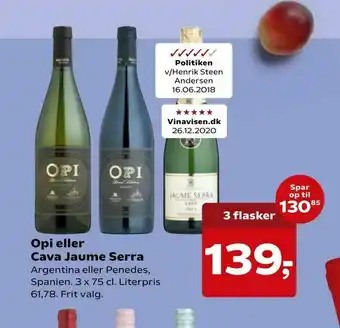 SuperBrugsen Opi eller Cava Jaume Serra tilbud