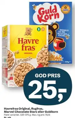 Let-Køb Havrefras Original, Rugfras, Marvel Chocolate Stars eller Guldkorn tilbud