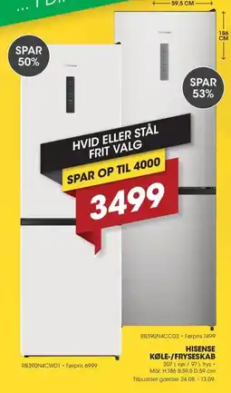 Punkt1 Hisense køle-/fryseskab tilbud