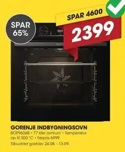Punkt1 Gorenje indbygningsovn tilbud