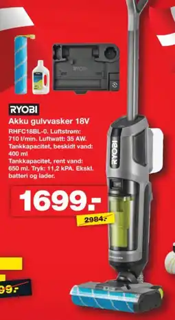 Bauhaus Ryobi akku gulvvasker 18v tilbud
