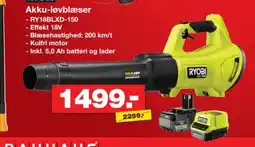 Bauhaus Ryobi akku-løvblæser tilbud