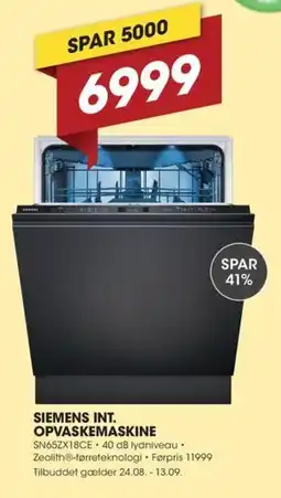 Punkt1 Siemens int. opvaskemaskine tilbud