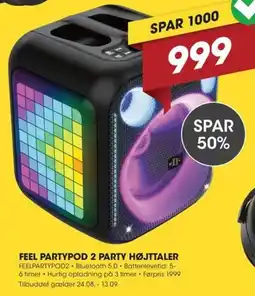 Punkt1 Feel Partypod 2 Party Højttaler tilbud