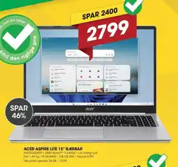 Punkt1 Acer Aspire Lite 15" Bærbar tilbud