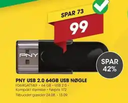Punkt1 Pny usb 2.0 64gb usb nøgle tilbud