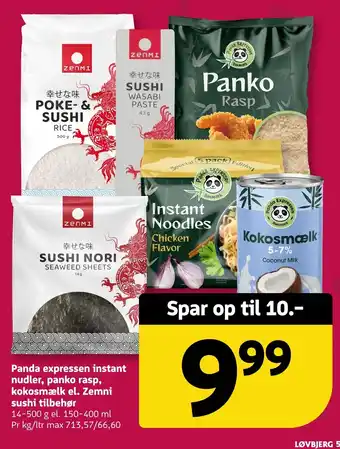 Panda expresssen instant nudler, panko rasp, kokosmælk el. Zemni sushi tilbehør