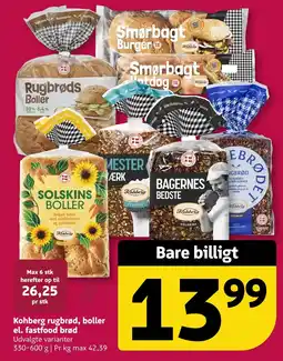 Løvbjerg Kohberg rugbrød, boller el. fastfood brød tilbud