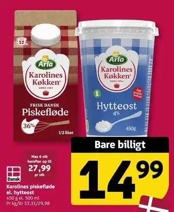 Løvbjerg Karolines Køkken piskefløde el. hytteost tilbud