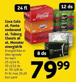 Løvbjerg Coca Cola el. Fanta sodavand el. Tuborg Classic øl el. Monster energidrik tilbud