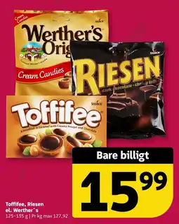 Løvbjerg Toffifee, Riesen el. Werther's tilbud