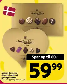Løvbjerg Anthon Berg guld chokoladeæske el. guld hjerteæske tilbud