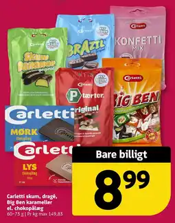 Løvbjerg Carletti skum, dragé, Big Ben karameller el. chokopålæg tilbud