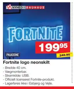 Bauhaus Fortnite logo neonskilt tilbud