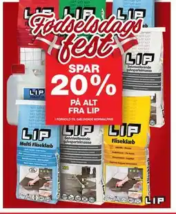 Bauhaus SPAR 20% PÅ ALT FRA LIP tilbud